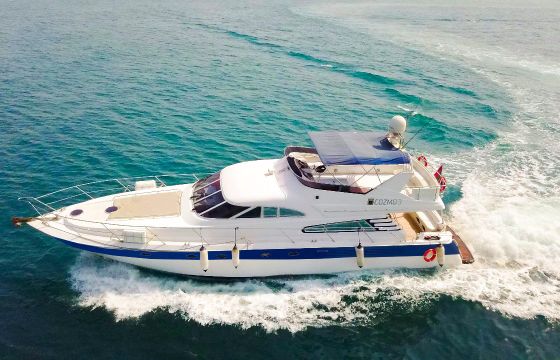 Cozmo 75 Feet Fairline Squadron, accommodates your 33 guests.