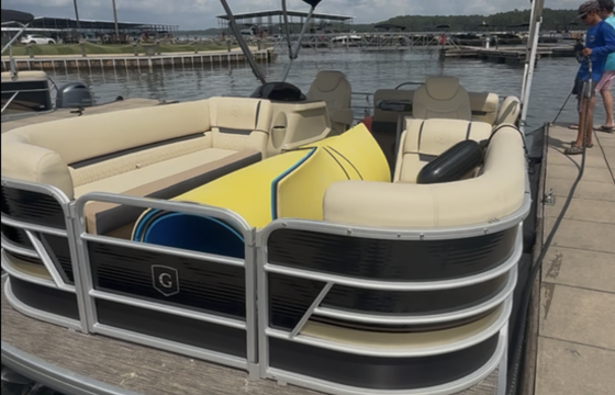 Enjoy beautiful Lake Martin on this like-new 23ft Godfrey Sweetwater