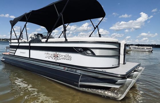 The Tipsy Bostie, a luxury 2022 Crest 240 Platinum tritoon with 250HP!