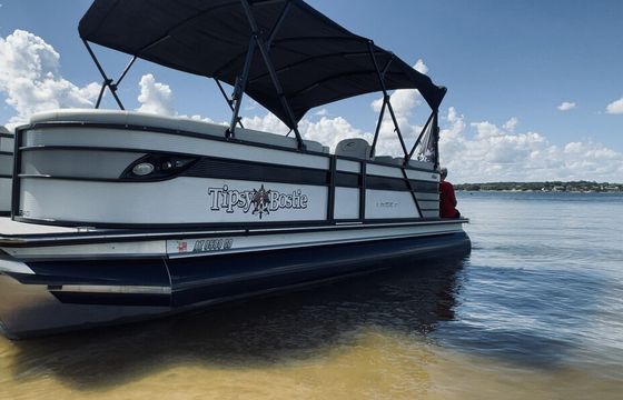 The Tipsy Bostie, a luxury 2022 Crest 240 Platinum tritoon with 250HP!