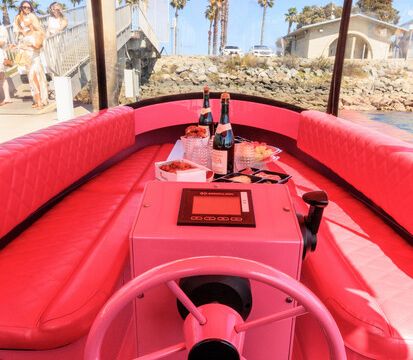 Pink Electric Boat Rental in San Diego (Drive It Yourself • Seats 10)