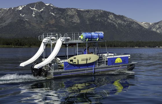 Double Decker Pontoon with 2 Slides to have Twice the Fun! Tahoe Keys