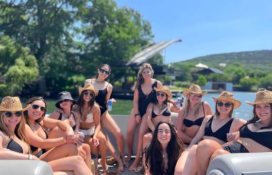 "the cow" 12 person party barge lake austin
