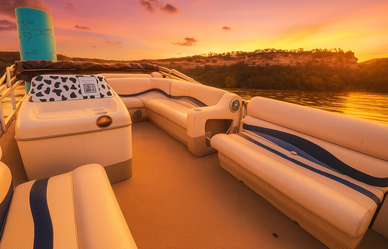 "the cow" 12 person party barge lake austin