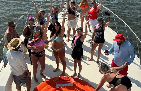 Fun in the sun with one of the largest vessels in middle river.