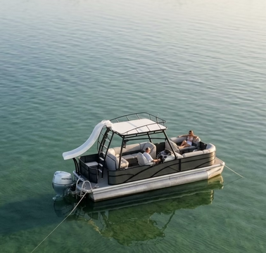 25' Double-Deck Tritoon Party Boat w/ Water Slide!
