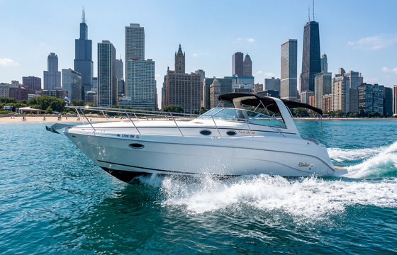 Anchor in the Famous Chicago Playpen! 37' Rinker Fiesta Vee