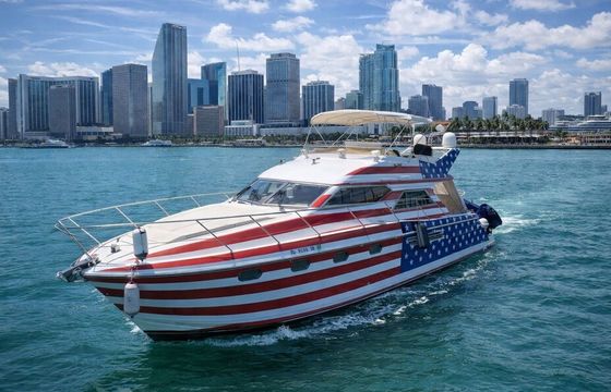 50’ Viking Princess – American Flag Wrapped Mega Yacht Charter