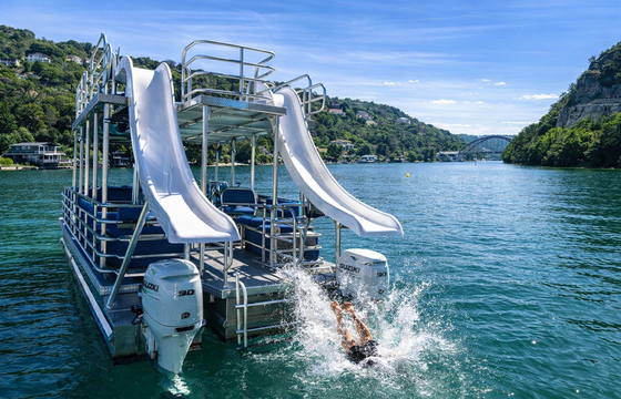 Luxury Double Decker Party Pontoon with Two Slides – Lake Austin