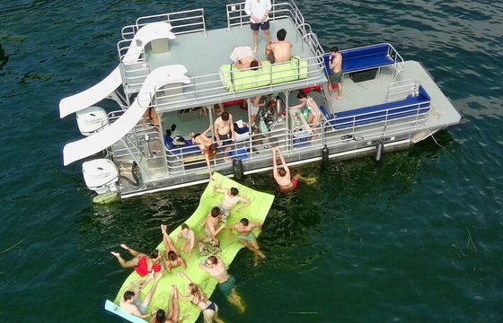Luxury Double Decker Party Pontoon with Two Slides – Lake Austin