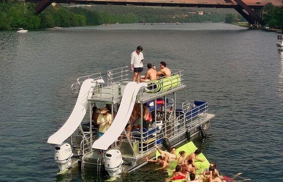 Luxury Double Decker Party Pontoon with Two Slides – Lake Austin