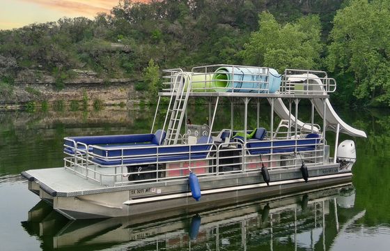 Luxury Double Decker Party Pontoon with Two Slides – Lake Austin