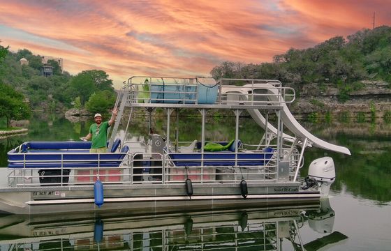 Luxury Double Decker Party Pontoon with Two Slides – Lake Austin