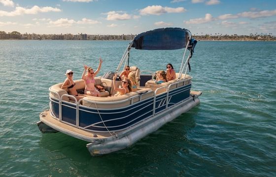 Cruise Mission Bay with Friends on a 10-Person Pontoon