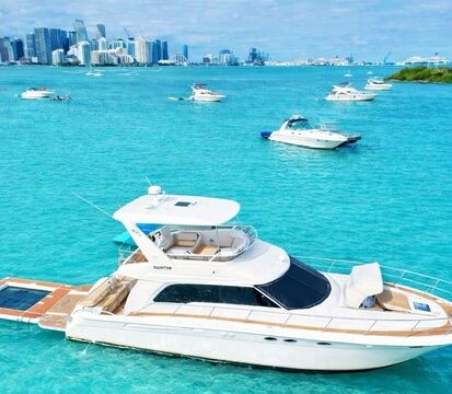 Miami Yacht Rental 60 ft + 2 Jet Ski Rides Free + Floating Pool