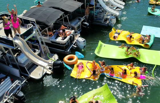 Double Decker Party Boat With Waterslide And Lily Pad – Lake Travis