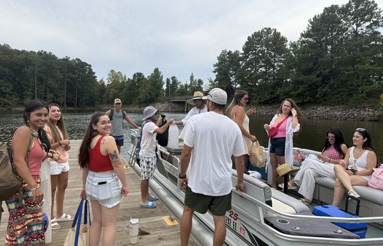25 ft Party Barge with optional grill ready for your next gathering!