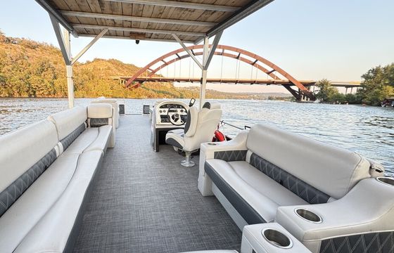 The "vibe deck" 30ft double decker on lake austin