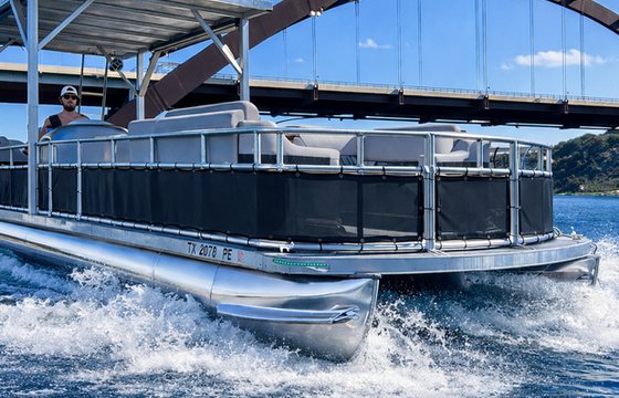 The "vibe deck" 30ft double decker on lake austin