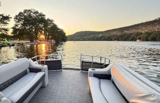 The "vibe deck" 30ft double decker on lake austin