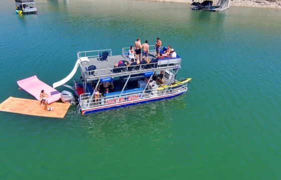 34ft Lakewind Double Decker Party Barge with Slide – Lake Travis
