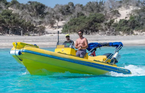 VIP Private Boat Cruises to Chrysi Island & Koufonisi onboard Dolfin 6.2 RIB