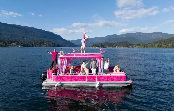Swim Party Pink Boat | BBQ & Sun Deck
