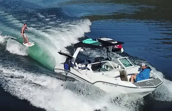 Gorgeous Surf boat on Lake Tahoe.  Learn to surf, get air or spin 360s!