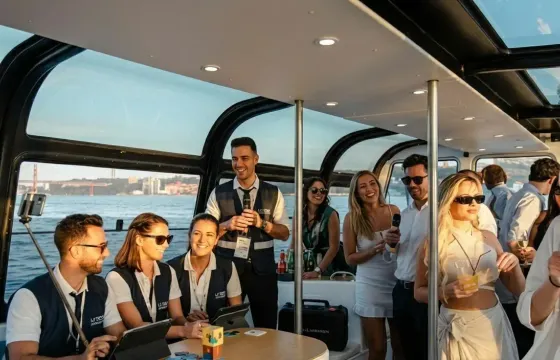 Lisbon Team Building Sunset Cruise – Luxury Boat, Drinks & Group Activities