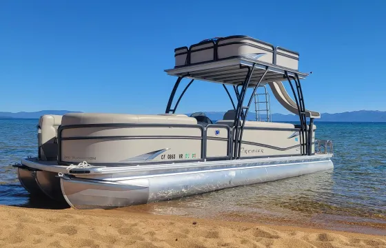 Luxury Double-Decker Tri-Toon with Slide for Rent in South Lake Tahoe