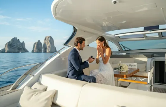 Marriage Proposal on a 48ft Rizzardi Motor Yacht in Capri