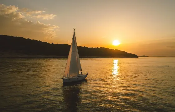 Romantic Sunset on Amazing Sailing Yacht