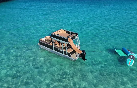 Private Crab Island Luxury Slide Pontoon Charter