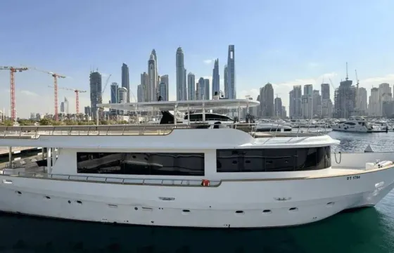 100ft Party Yacht in Dubai Harbour Marina – perfect for groups up to 70 guests