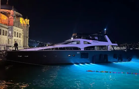 The specially built StarFish yacht awaits its guests on the Bosphorus