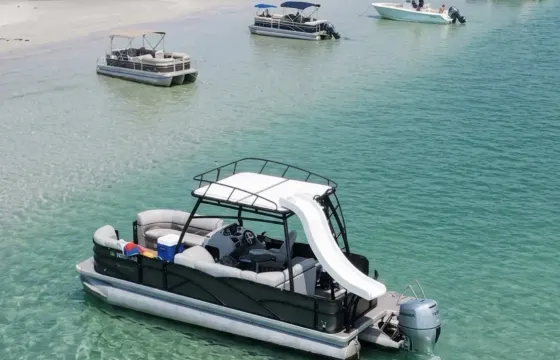 25' Double-Deck Tritoon Party Boat w/ Water Slide | Bachelorette & Birthday