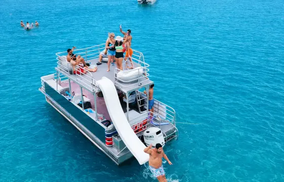 Ultimate Party Barge With A Water Slide🛝, Music🎶, Games 🎉