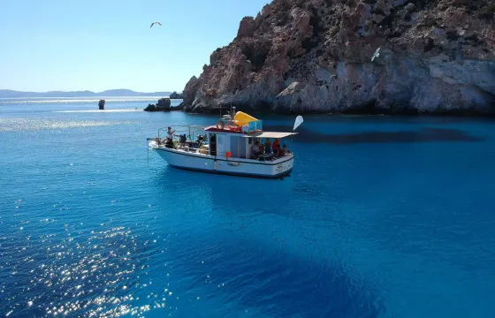 Full-Day Private Sea Escape from Milos to Polyaigos, Greece on Trawler