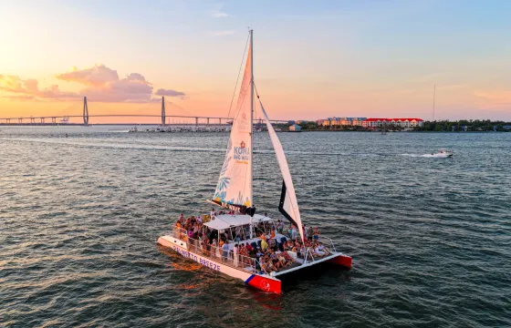 Shared Charleston Harbor Sunset Sail - 50ft Catamaran with Bar Onboard