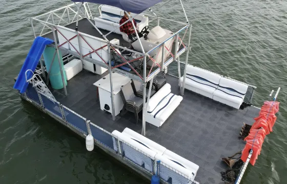 Double Decker Party Barge with Waterslide (Free Lily Pad!)
