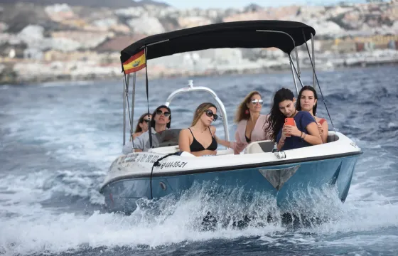 Happy boat. Motor Boat