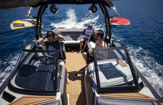 Brand New Large WakeSurf Boat on Lake Tahoe - WakeBoard, Surf and Tube