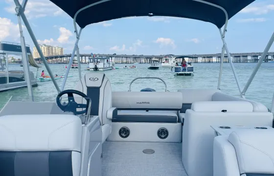 Harris Pontoon to cruise to Crab Island, the Destin Harbor and surrounding areas