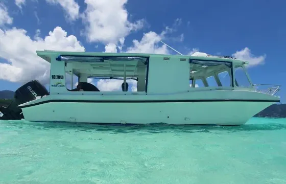 Private from Mahe to Praslin - La Digue Tour onboard 30ft Souris Glass Boat