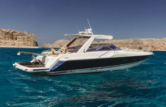 Falasarna - Balos Lagoon - Gramvousa Island Boat Tour Onboard 39' Sunseeker