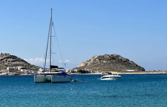 Discover mykonos delos renia in Lagoon Sailing Catamaran!