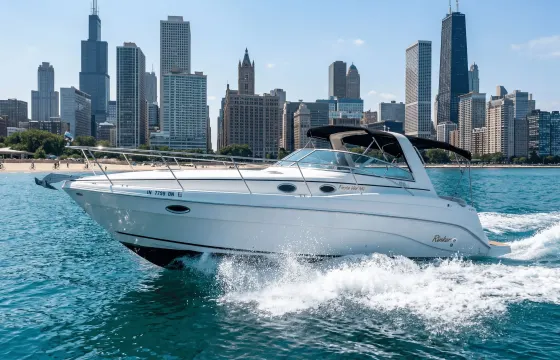 Anchor in the Famous Chicago Playpen with 37' Rinker Fiesta Vee Yacht