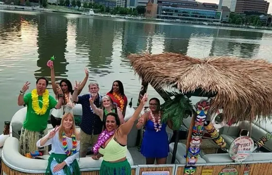 Tiki Boat, Your Floating Tropical Paradise Awaits For You To Party & Cruise