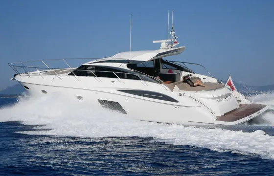 Luxury Princess V62 Sport Yacht boarding in Antibes, Cannes, St Tropez or Monaco