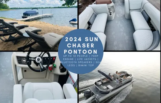 Set Sail on Adventure -2024 SunChaser Pontoon w/Sea Legs in Cormorant |Holds 12